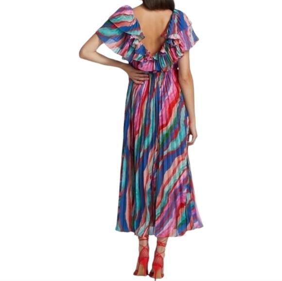 AMUR Luisa Pleated Striped Dress, Multi-Colored, Size 8, NWT - Picture 4 of 16
